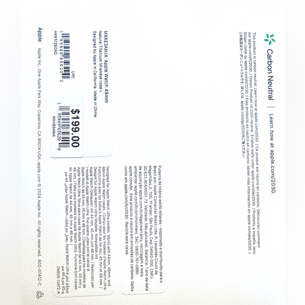 Apple iWatch 49mm NATURAL Titanium Milanese Loop size "L" for UltraII Sealed,NEW - Picture 12 of 14